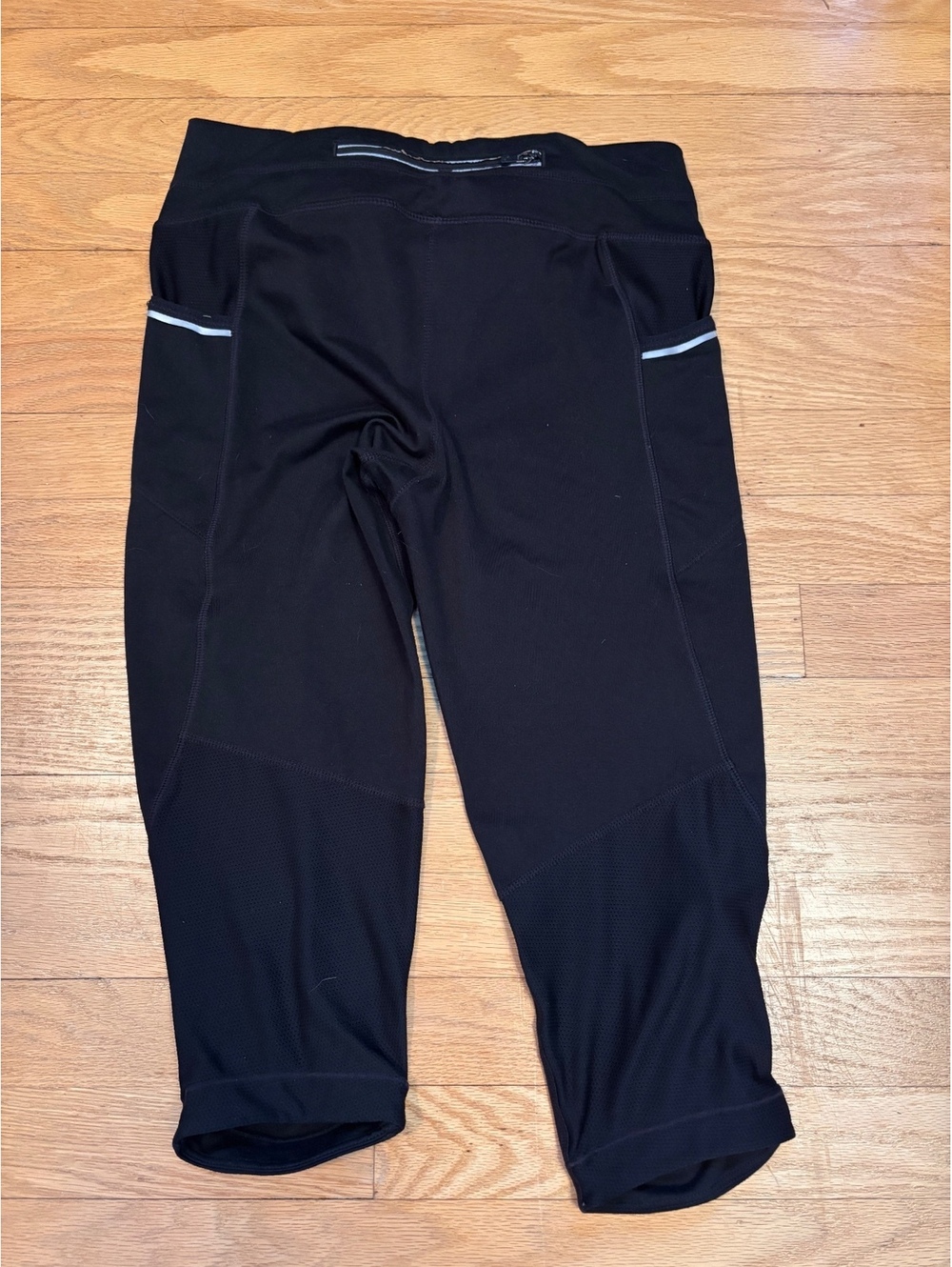 Athleta Black Athletic Leggings with Mesh and Zipper Detail,